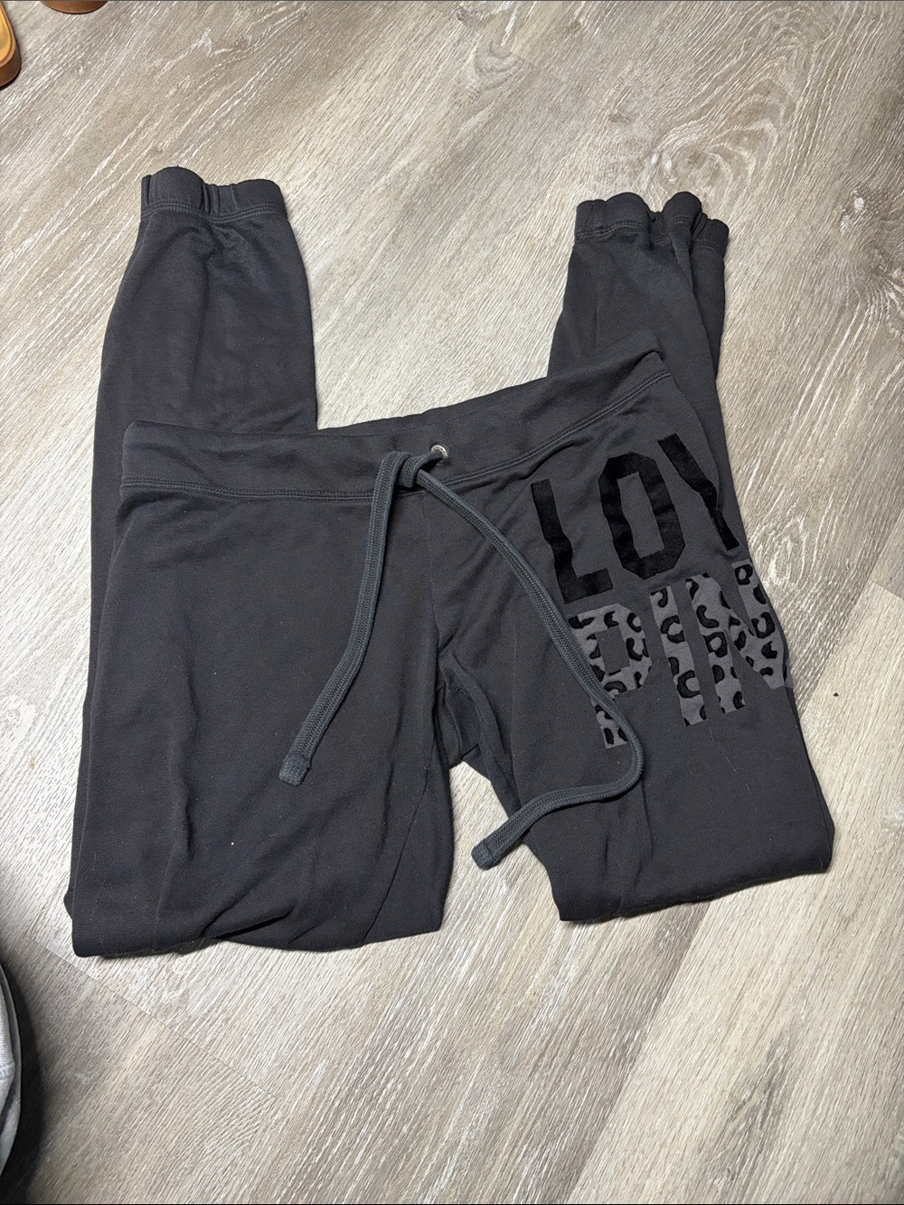 VS Pink Black Jogger Sweatpants with Leopard Accent xs